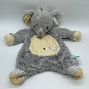 Douglas Baby Elephant Snuggler Plush Grey Yellow Bird Embroidered Lovey Toy